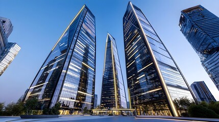 Fototapeta premium Modern Skyscrapers at Dusk
