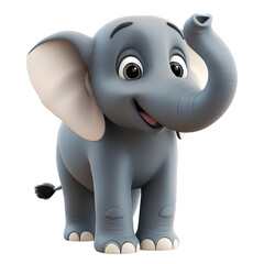 Adorable Cartoon Baby Elephant 3D Render Cute Animal Illustration