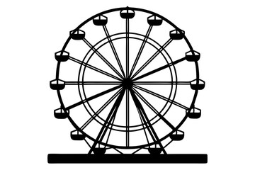 A carnival Ferris wheel flat vector design silhouette illustration on white background