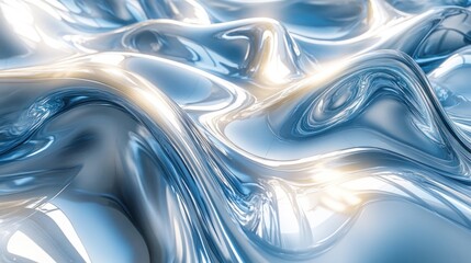 Fototapeta premium Abstract 3d render background with fluid shapes and blue metallic reflections. modern luxury illustration suitable for backgrounds.