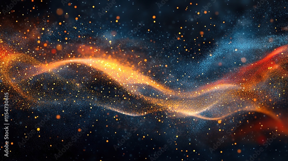 Poster abstract technology background with colorful waves and particles