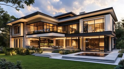Fototapeta premium Captivating image of a luxurious and modern home with sleek architectural elements