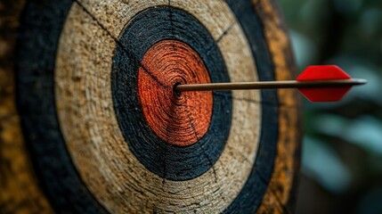 Dart embedded in a target's bullseye.