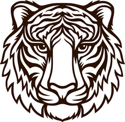 Tiger.Black vector silhouette. Symbol 2022 New Year. Template for laser and paper cutting, printing on a T-shirt, mug. Animal silhouette. Flat style. Hand drawn decorative element for your design.
