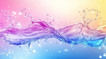 Summer Abstract Background with Water Splashes in Vibrant Colors