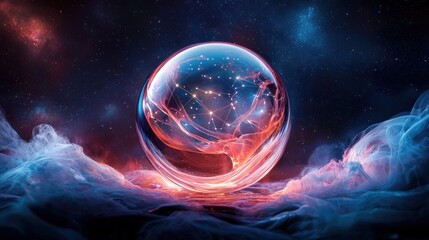 Fototapeta premium Cosmic energy sphere outer space digital art stellar environment surreal viewpoint abstract concept for seo impact