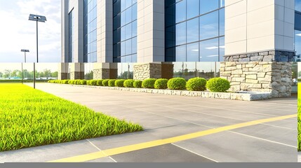Fototapeta premium modern office building exterior landscaping - modern architecture