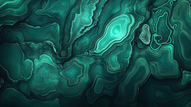 top view on surface of green malachite gemstone mineral, texture background   