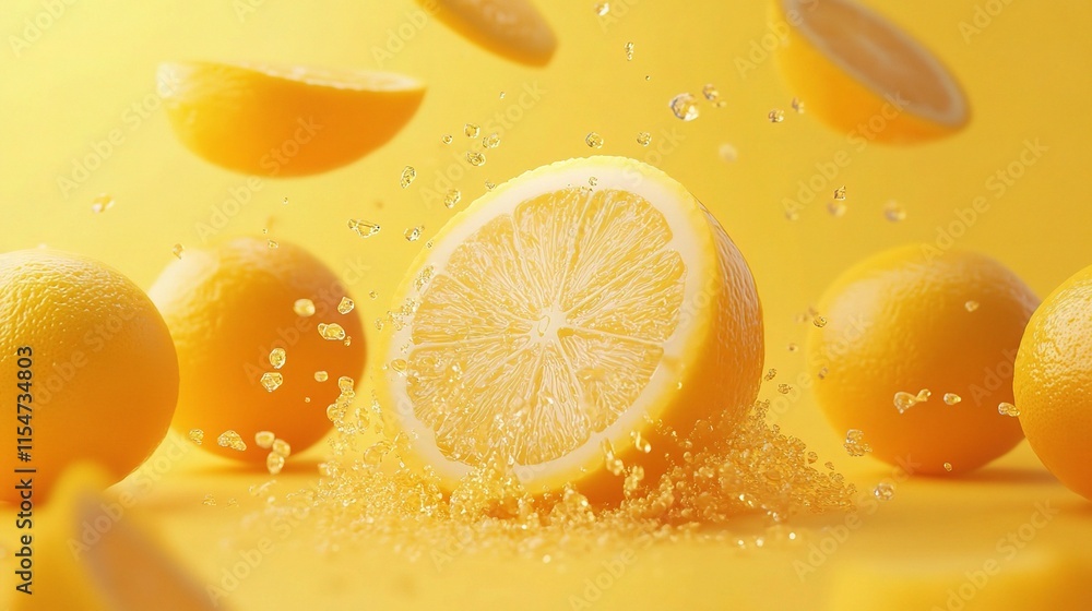 Poster bright and sunny abstract background with dynamic yellow elements