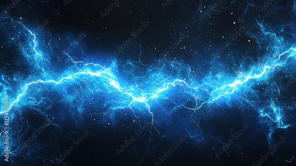 Poster blue lightning flash effect on dark background adding energy