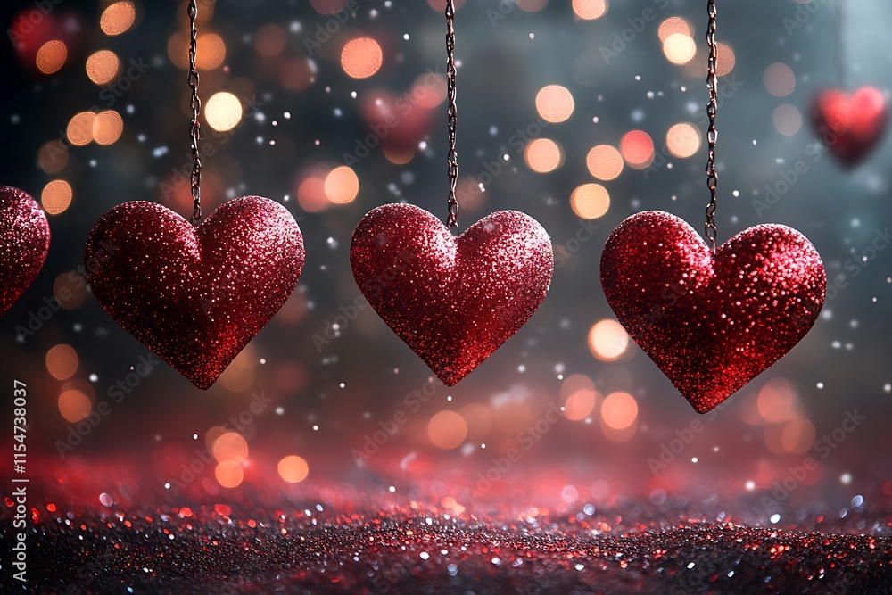 Poster a group of hearts from strings