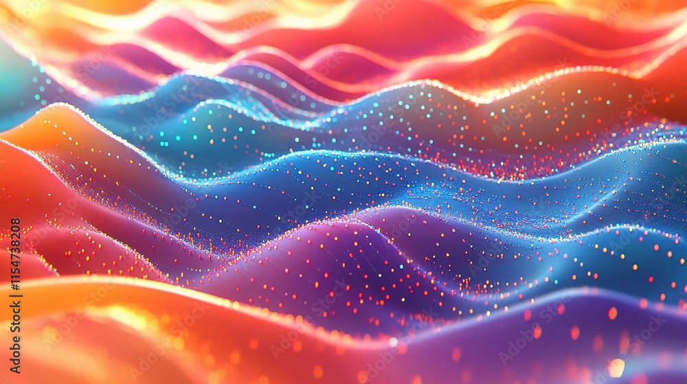 Poster vibrant 3d wave pattern background with flowing motion and color