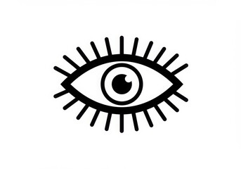 Black and white icon, simplified eye symbol, minimalist design, graphic illustration, circular
