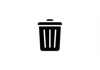 trash can icon, minimalist design, black and white, simple lines, vector graphic style, solid fill