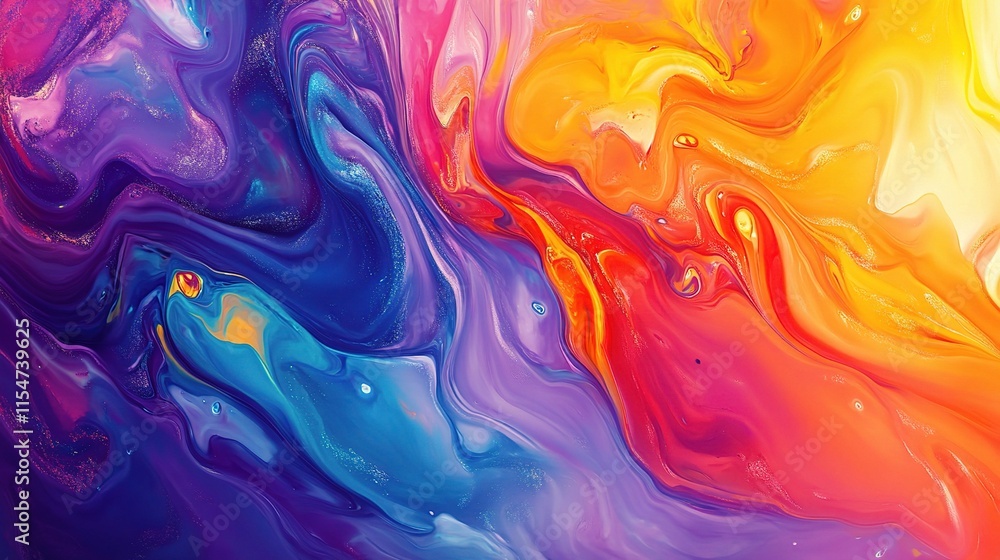 Poster Vibrant Abstract Background with Smooth Flowing Shapes in Various Colors