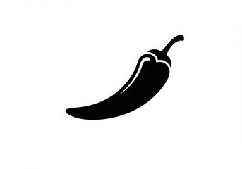 Black silhouette, chili pepper icon, simple design, minimalist illustration, spicy food symbol, vector