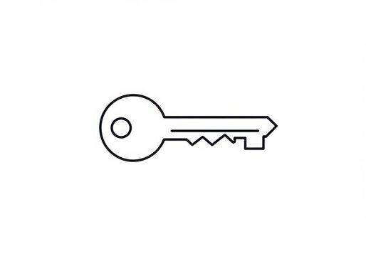 Simple line drawing, minimalist key icon, black and white, vector graphic style, clean lines, single