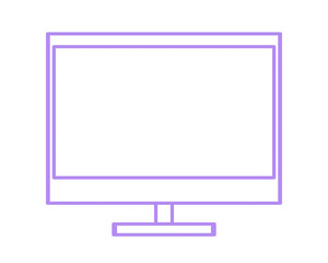 Doodle Icon monitor tv or computer illustration on transparent that can be use for background, slide view, social media, sticker, scrapbook and etc. | Aesthetic with purple color