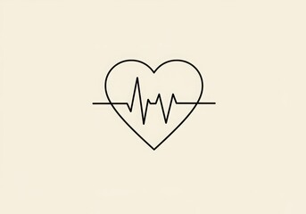 Heart symbol, electrocardiogram line, medical icon, healthcare logo, black and white, minimalist