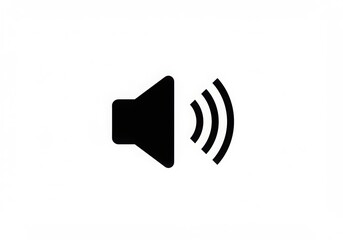 Icon, audio symbol, speaker, sound waves, black and white, minimalist design, simple graphic