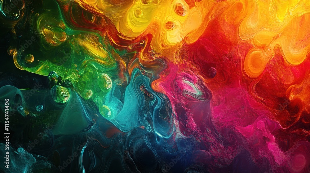Poster colorful abstract background filled with dynamic shapes and patterns