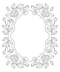 バラの線画ベクターフレーム