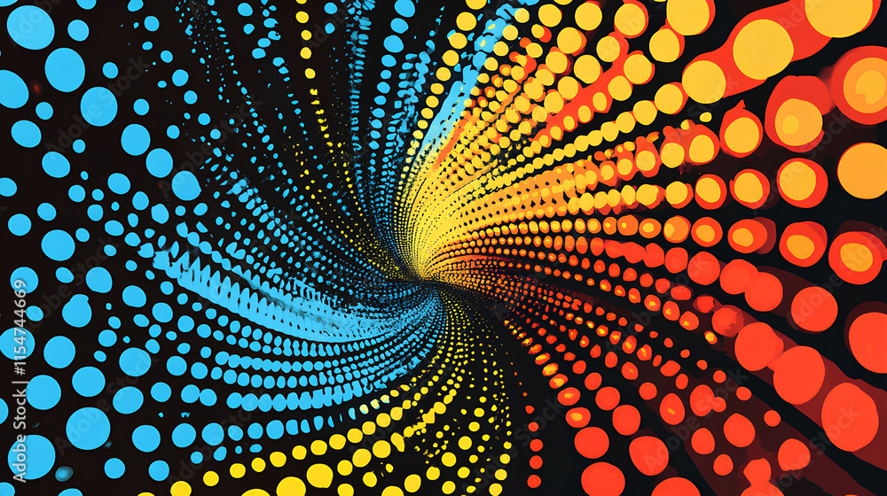 Poster abstract halftone wave dotted background - futuristic twisted grunge pattern with dot circles - mode