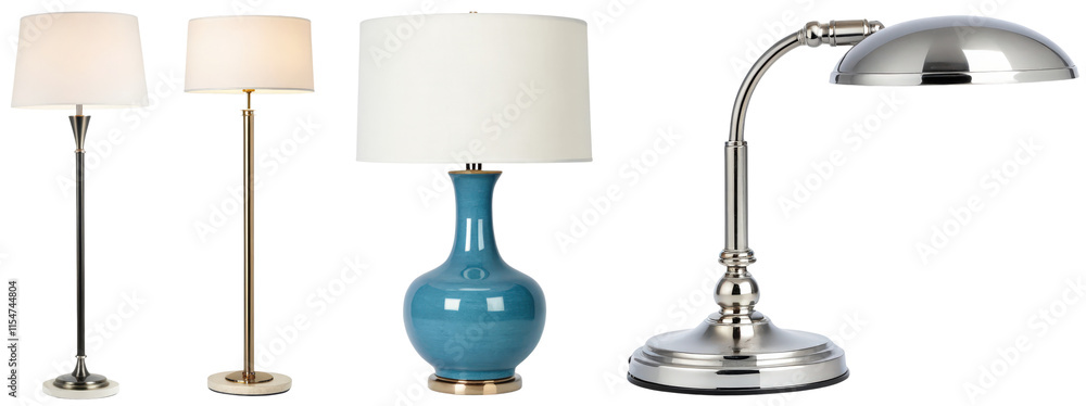 Aufkleber four different styles of table and desk lamps isolated with transparent background