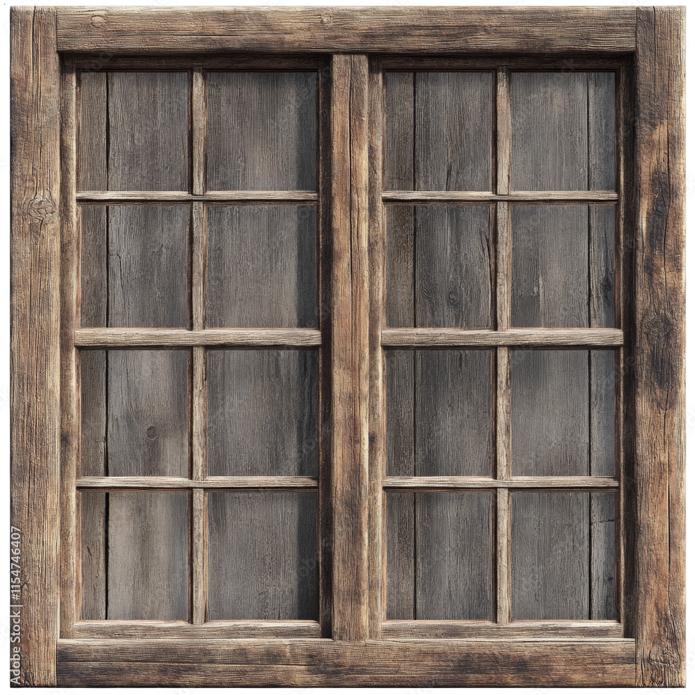 Poster rustic wooden window frame with six-pane design