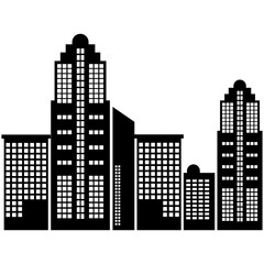 Silhouette of Cityscape. Vector Illustration Isolated on White Background