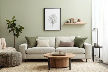 Cozy Living Room with Neutral Tones and Minimalist Decor
