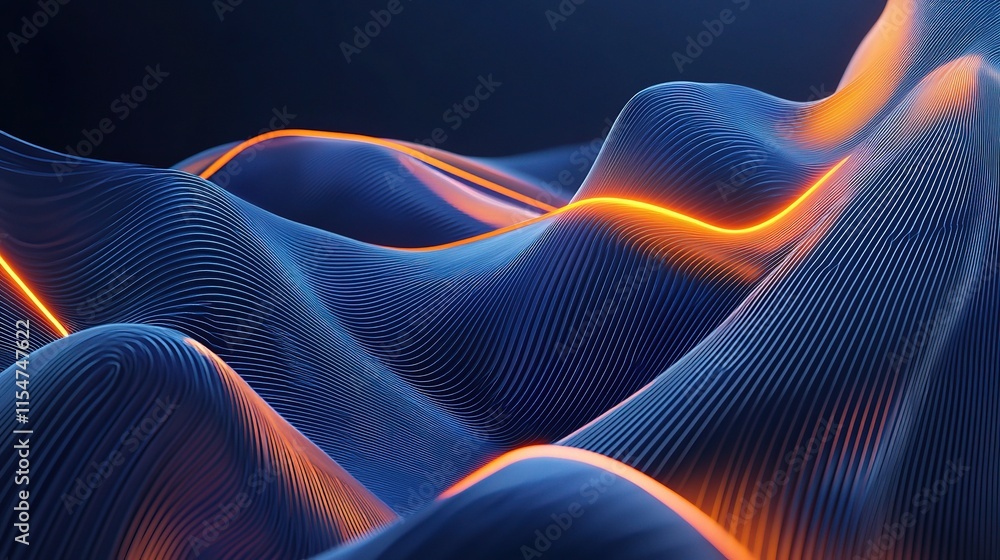 Poster minimal geometric background with dynamic blue shapes and lines