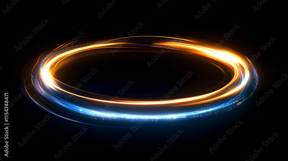 Poster abstract light lines of motion and speed with sparks of blue and yellow color. light everyday lumino