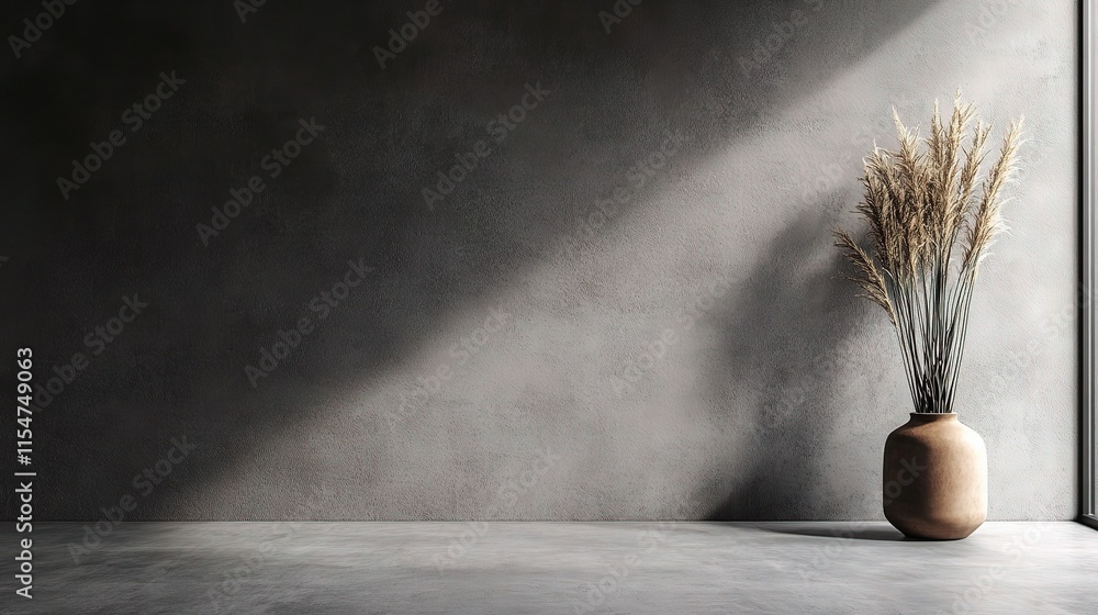 Poster minimalist dark concrete background with space for text and design