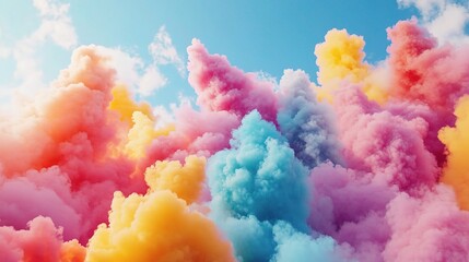 Fototapeta premium Bright and Colorful Clouds Drifting Across a Clear Sky