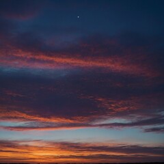 A breathtaking view of the sky just after sunset, with hues of deep orange, soft pink, and fading purple blending seamlessly into a darkening blue.