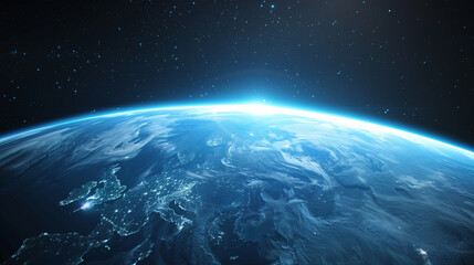 Obraz premium Close up of Earth from Space with Atmospheric Glow 