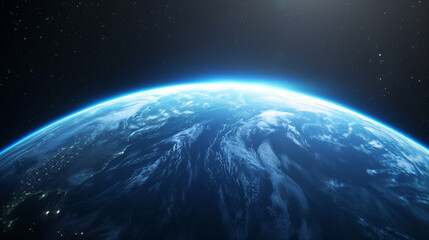 Fototapeta premium Close up of Earth from Space with Atmospheric Glow 