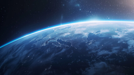 Obraz premium Close up of Earth from Space with Atmospheric Glow 