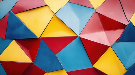 Vibrant Geometric Tessellation in Bold Red, Blue, and Yellow Colors