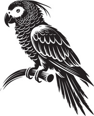 Black and white parrot silhouette