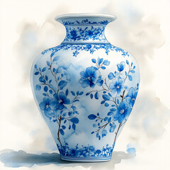 blue vase isolated on white