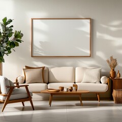 [Modern minimalist living room design ideas] Modern Living Room Design Oasis: Calming Minimalist Chic with Wood Accents and Abstract Art