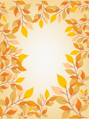 Brown leaves with white and smooth peach gradient mesh abstract background