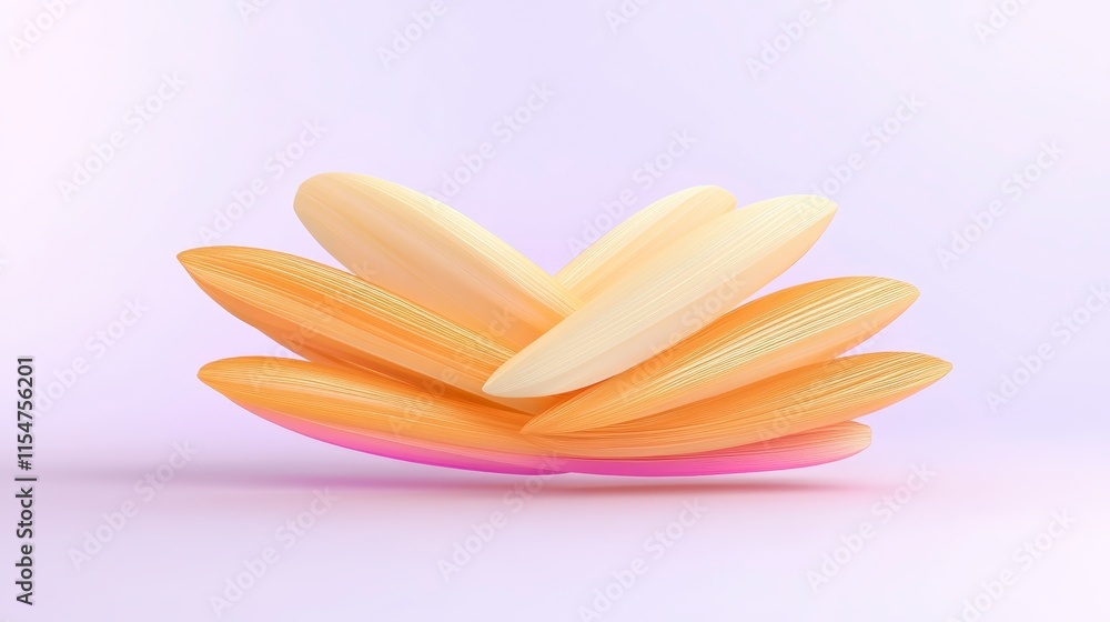 Poster a colorful arrangement of layered, curved shapes resembling petals, creating a visually appealing de