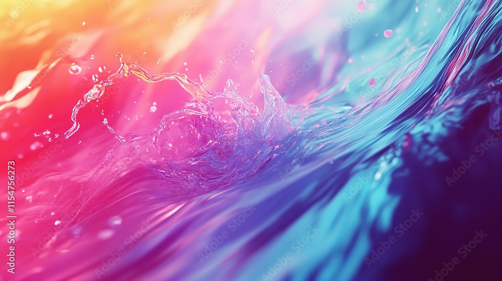 Poster Vibrant 3D Wave Pattern Background with Flowing Motion Effects