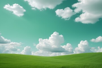 Obraz premium there is a green field with a few clouds in the sky