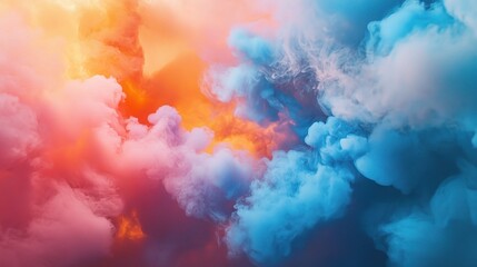 Fototapeta premium Dramatic Colorful Smoke Explosion Effect with Swirls and Texture