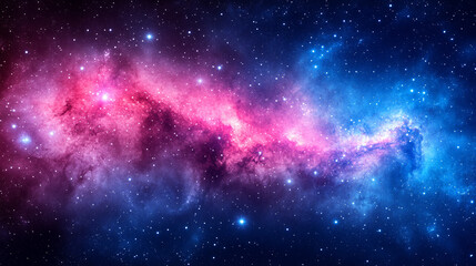 Naklejka premium A mesmerizing abstract representation of a nebula and galaxies in space, showcasing the chaotic yet beautiful cosmos, with vibrant colors and swirling patterns symbolizing the vastness of the universe