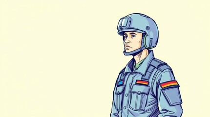 A military officer in a blue uniform, showcasing authority and discipline, suitable for defense-related content.
